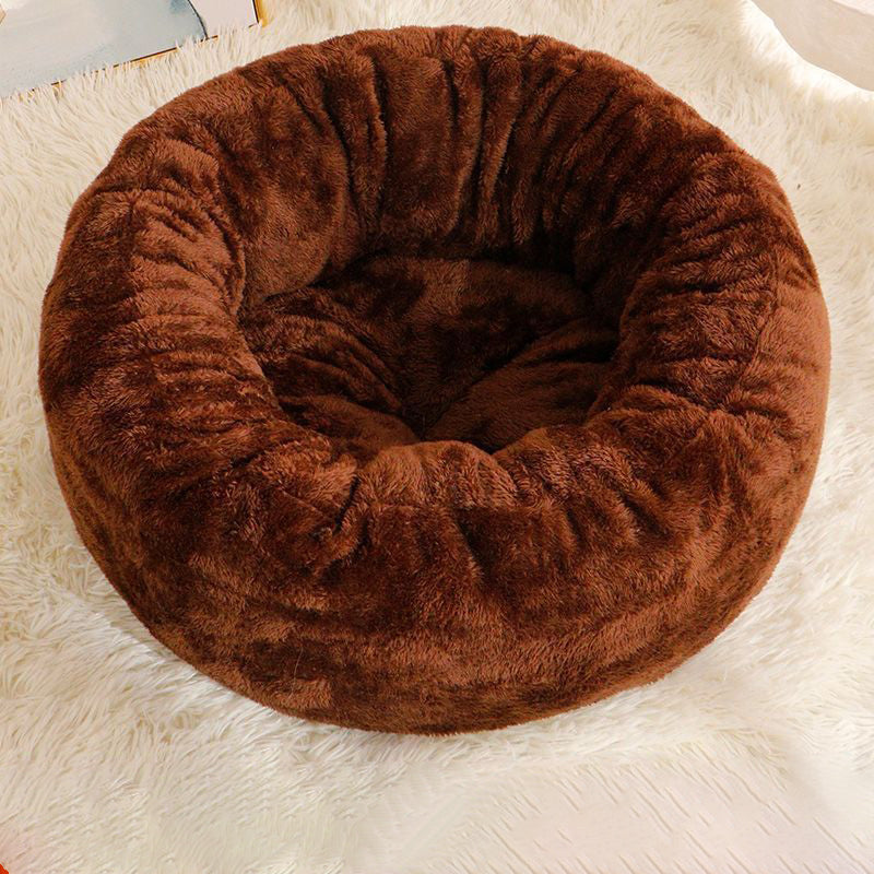Long Plush Donut Pet Bed Soft Fluffy Cozy Cushion Mat