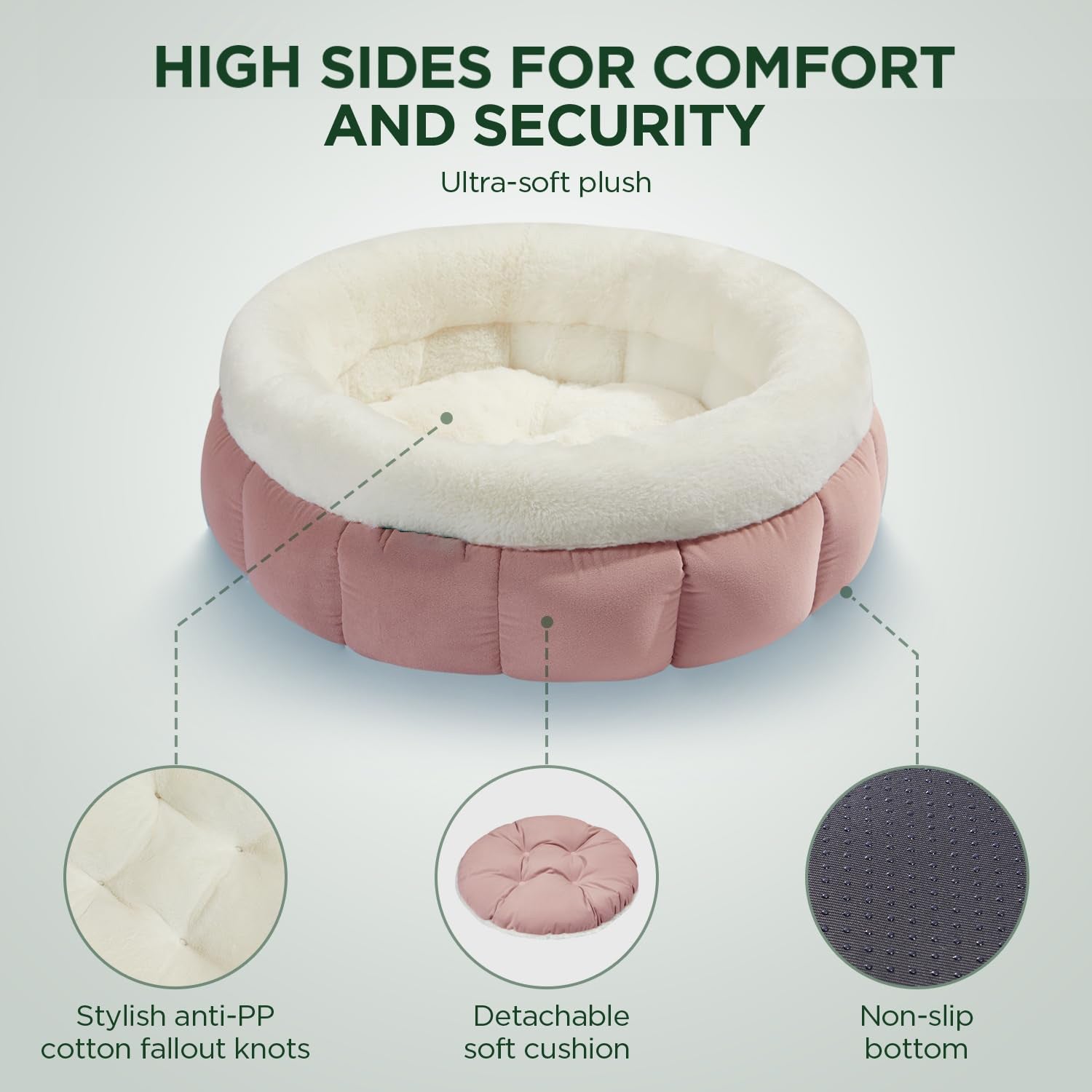 Round Donut Pet Bed Washable Anti Slip Comfortable Design