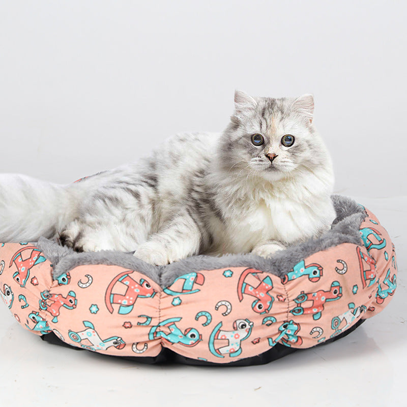 Calming Donut Cat And Small Dog Bed Round Fluffy Indoor Pet Bed