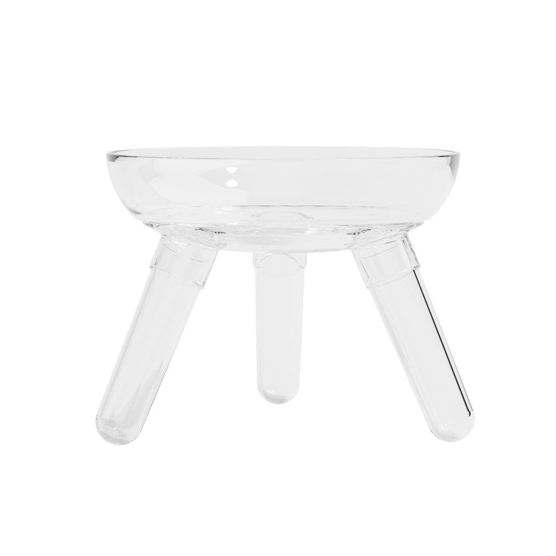 Transparent Glass Pet Feeding Bowl Anti Knock Water Food Dish