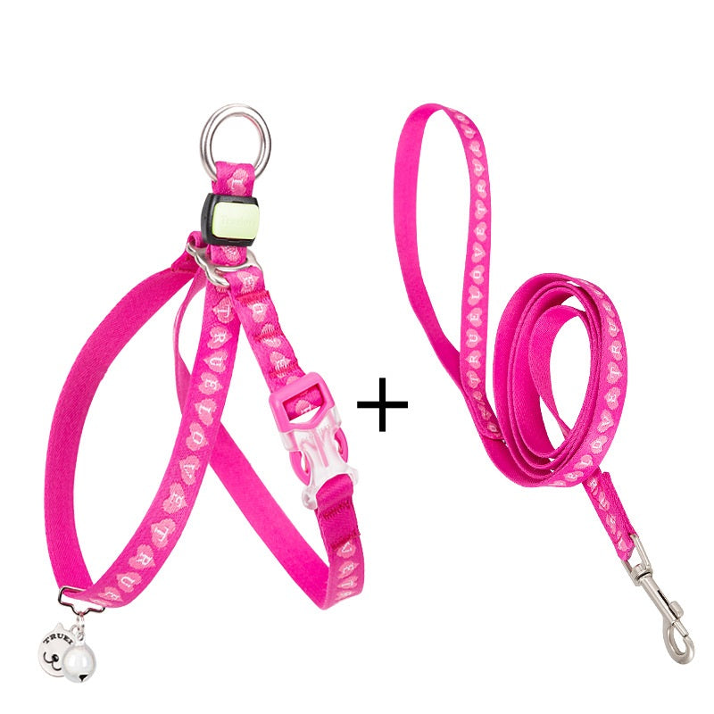 Adjustable Pet Harness Vest With Bell And Chest Strap Leash