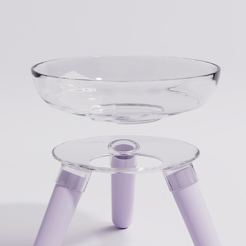 Transparent Glass Pet Feeding Bowl Anti Knock Water Food Dish