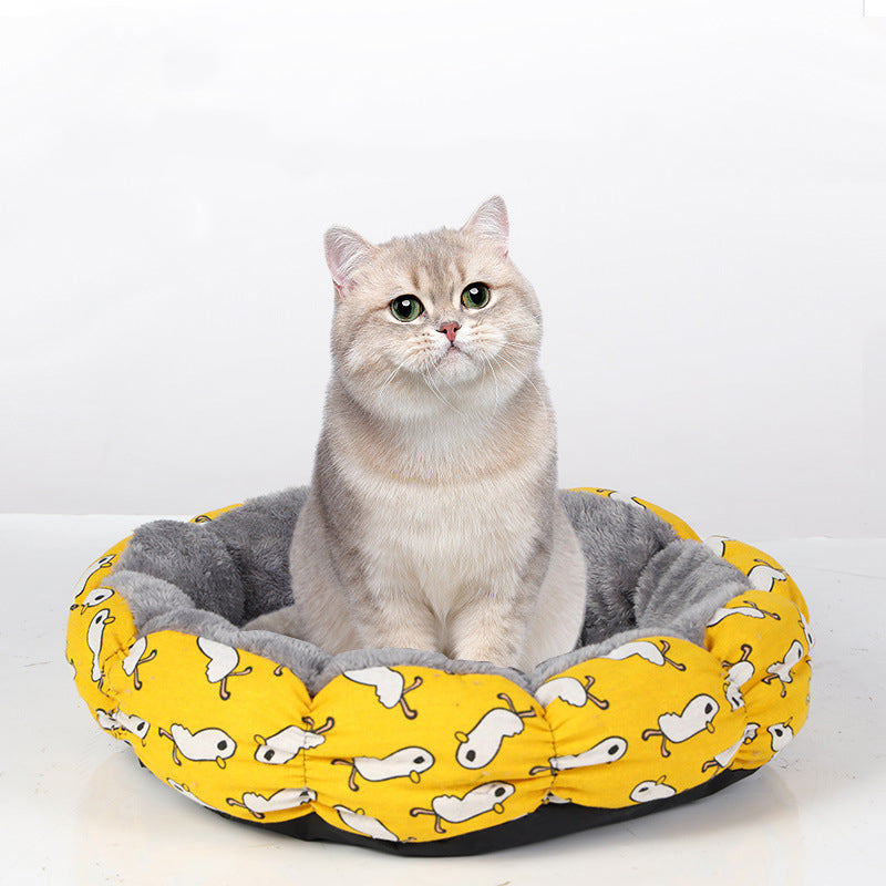 Calming Donut Cat And Small Dog Bed Round Fluffy Indoor Pet Bed