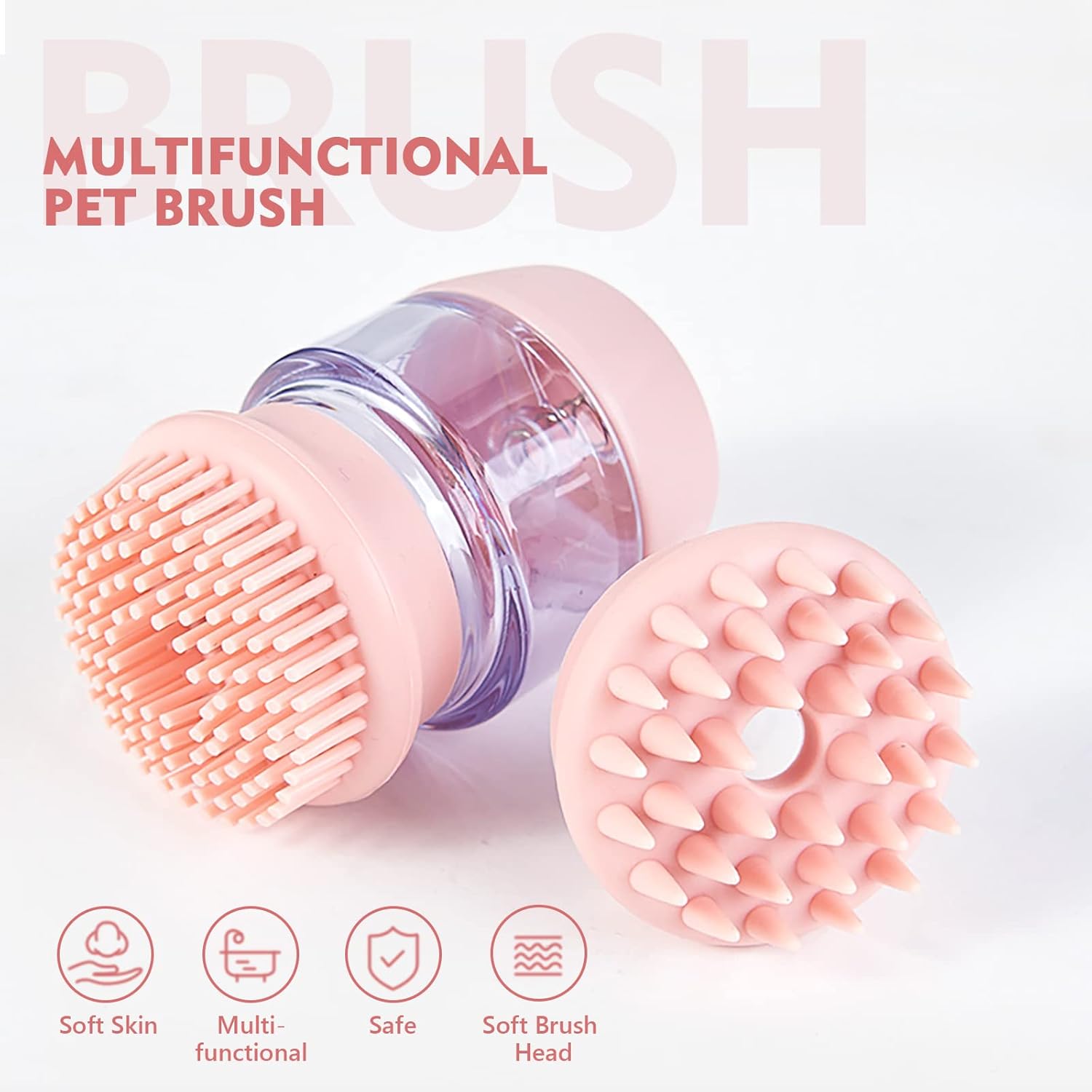 Silicone Pet Grooming and Bath Brush With Shampoo Dispenser