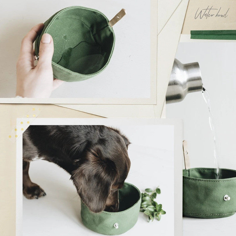 Portable Folding Pet Bowl With Water Storage Travel Feeding Bag