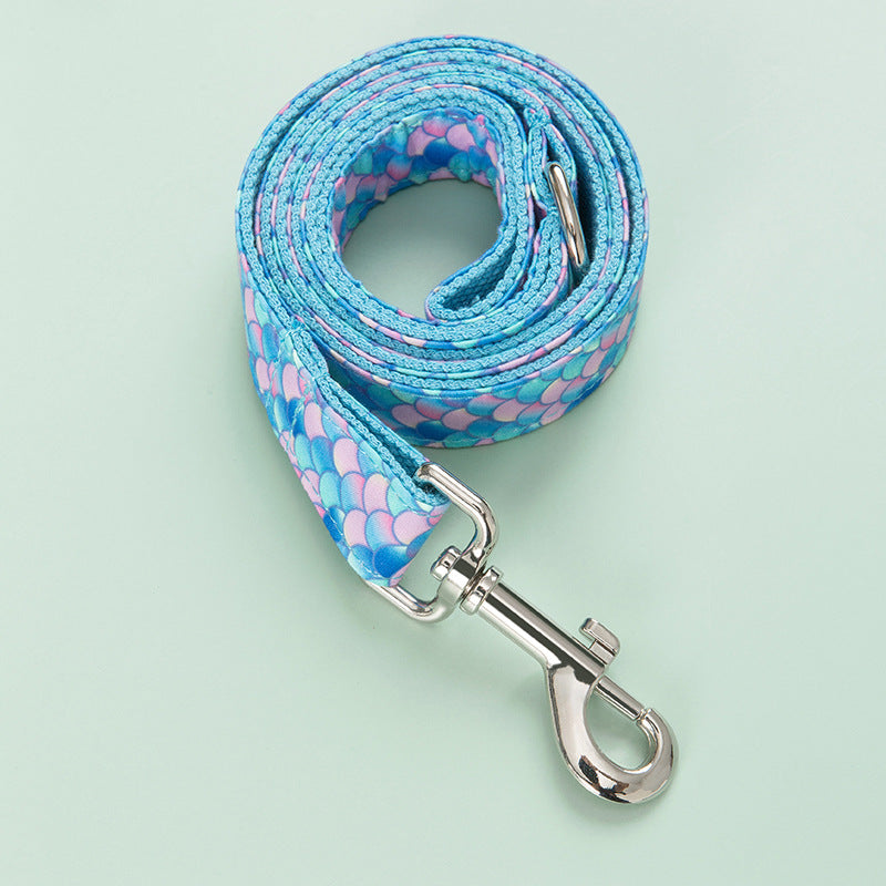Mermaid Design Pet Collar And Leash Set
