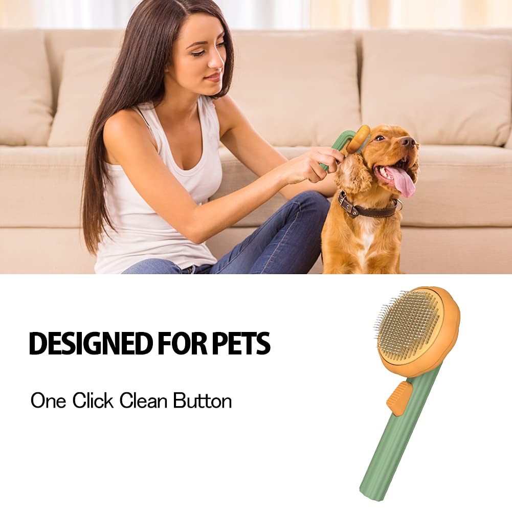 Self-Cleaning Pet Slicker Brush For Removing Loose Hair And Mats