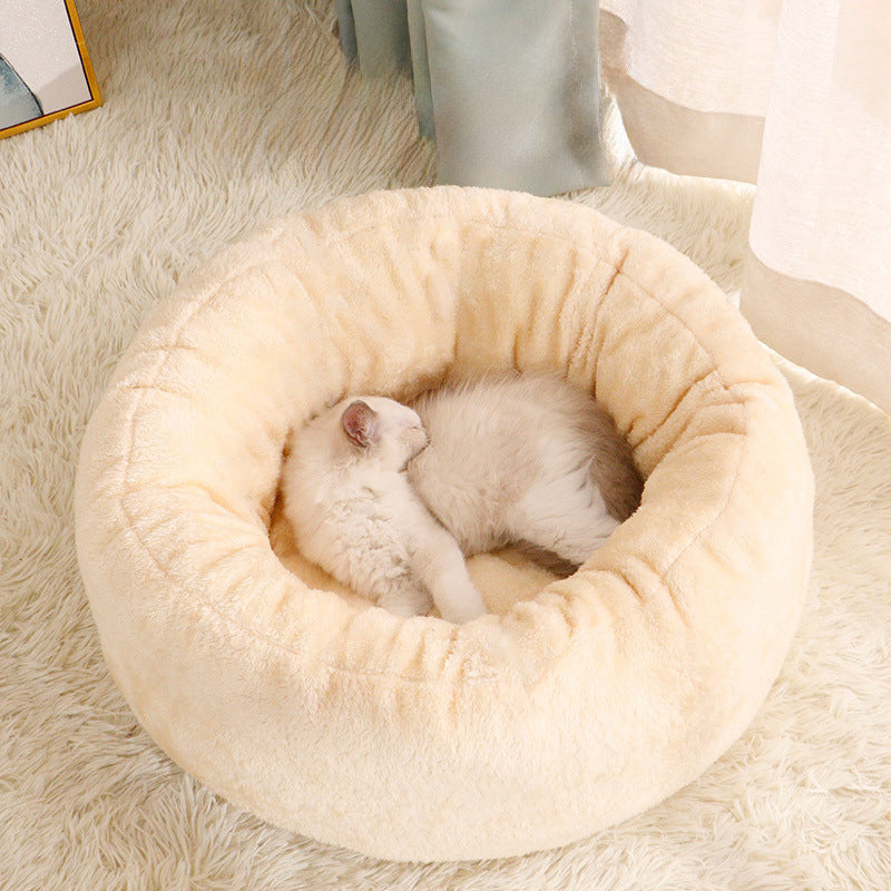 Long Plush Donut Pet Bed Soft Fluffy Cozy Cushion Mat
