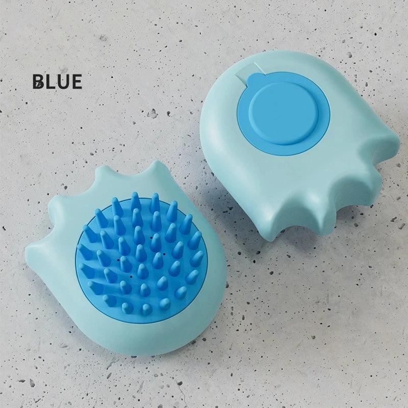 Pet Bath and Massage Brush with Shampoo Dispenser