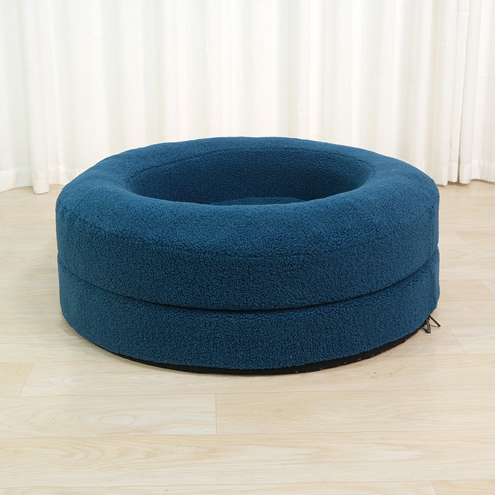 Solid Color Round Pet Bed Comfortable Household Design