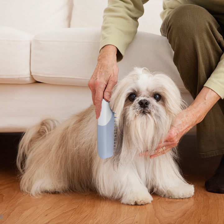 Silicone Pet Massage Brush With Handle For Fur Removal And Grooming