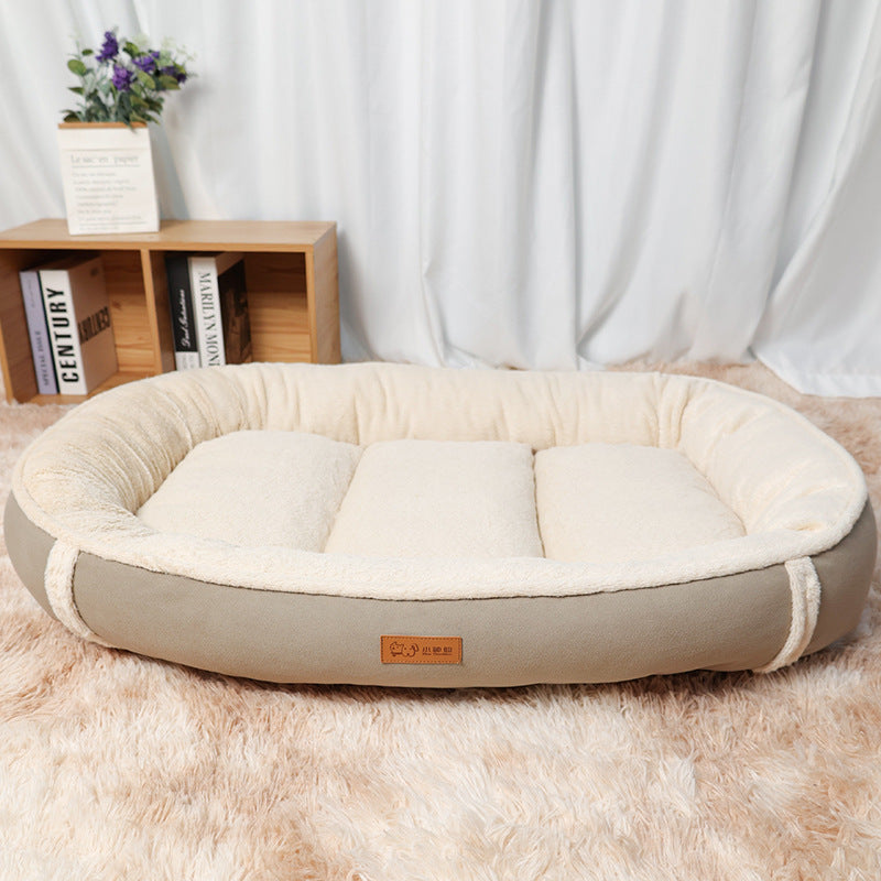 Round Linen Pet Bed Non-Slip Comfortable Nest
