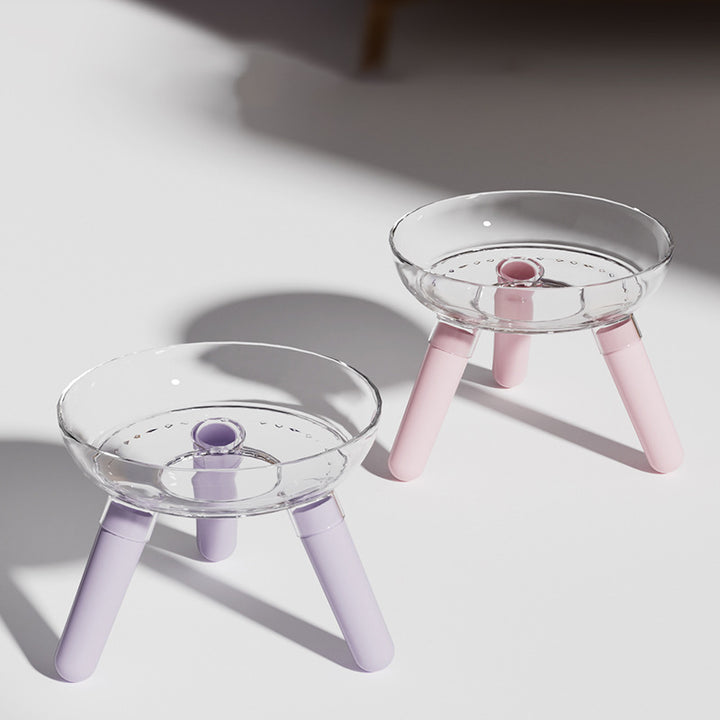 Transparent Glass Pet Feeding Bowl Anti Knock Water Food Dish