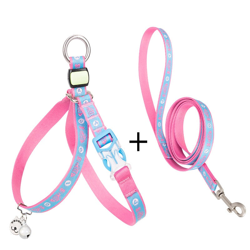Adjustable Pet Harness Vest With Bell And Chest Strap Leash