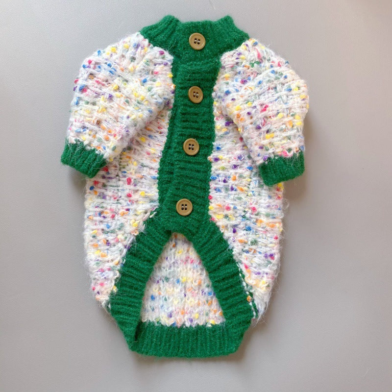 Color-Block Pet Cardigan Sweater Stylish Knit Apparel