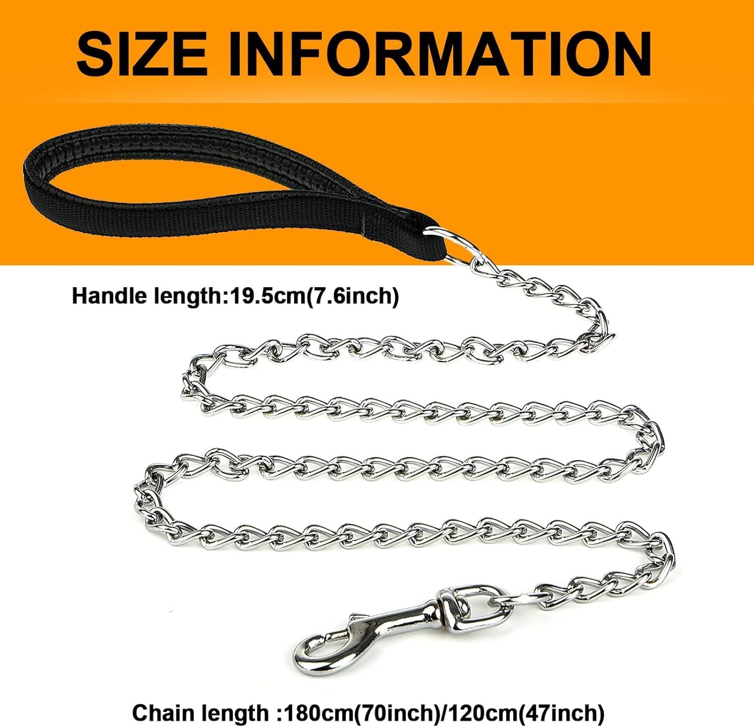 Heavy-Duty Metal Pet Leash Chew-Proof Chain With Padded Handle