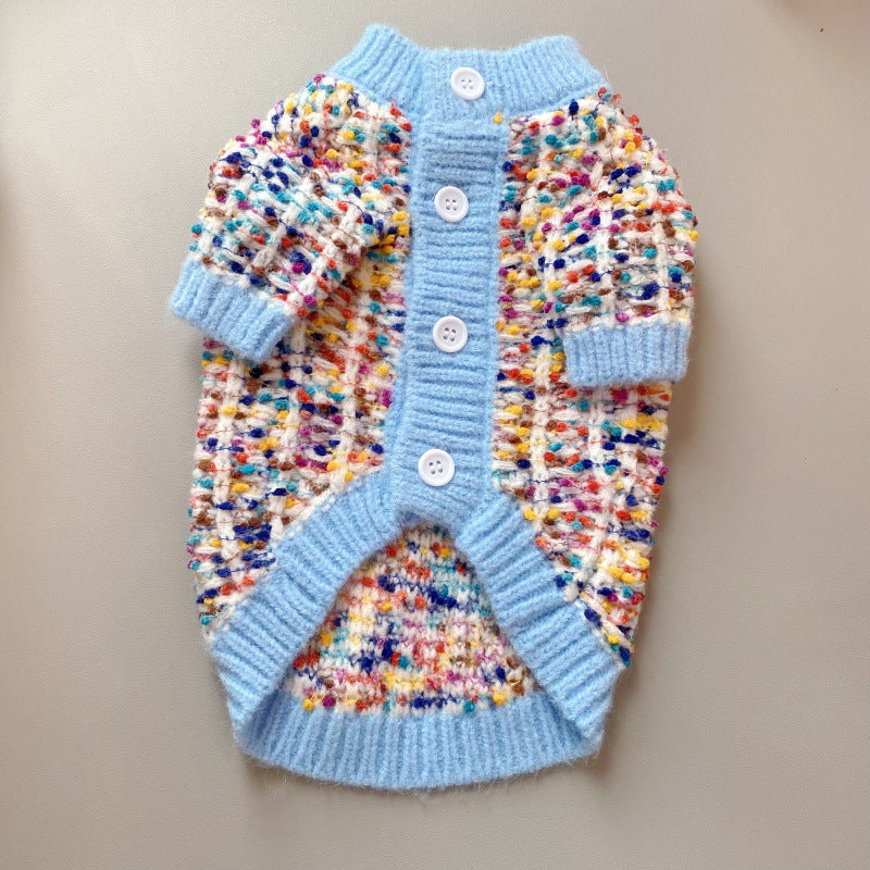 Color-Block Pet Cardigan Sweater Stylish Knit Apparel