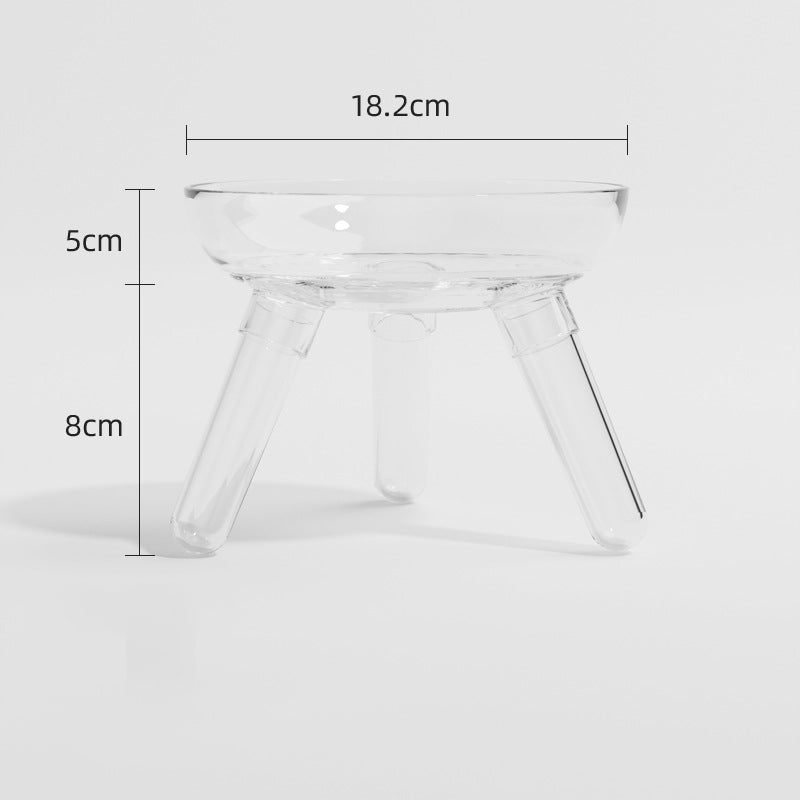 Transparent Glass Pet Feeding Bowl Anti Knock Water Food Dish
