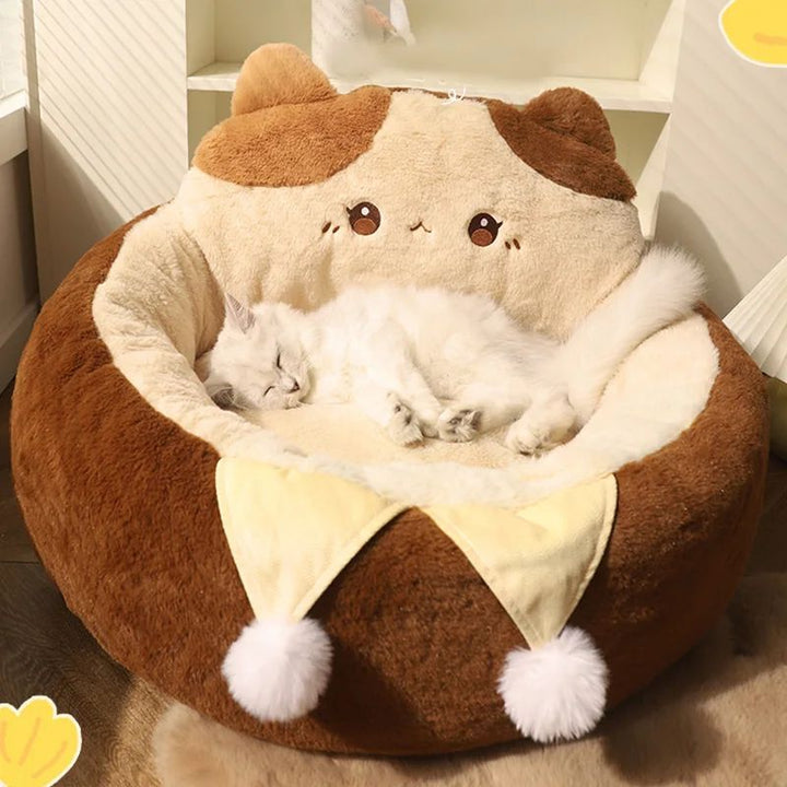 Round Soft Pet Bed Warm Cushion Deep Sleep Design