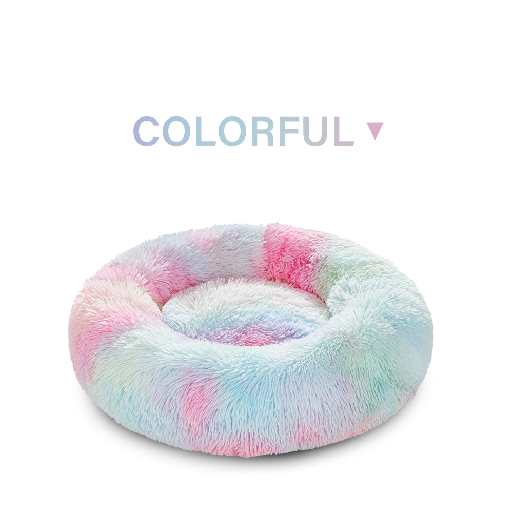 Indoor Round Donut Pet Bed Soft Washable Comfortable Design