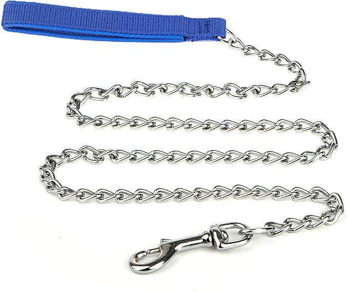 Heavy-Duty Metal Pet Leash Chew-Proof Chain With Padded Handle