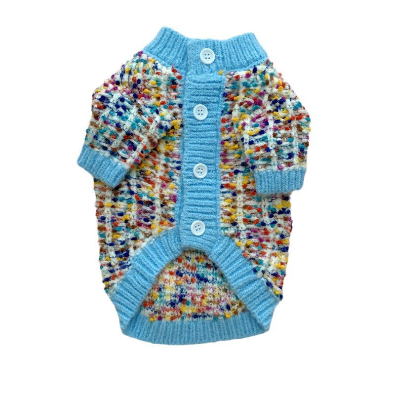 Color-Block Pet Cardigan Sweater Stylish Knit Apparel