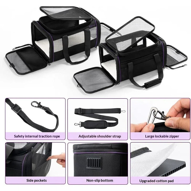 Portable Soft Expandable Pet Carrier Travel Bag With Extra Space