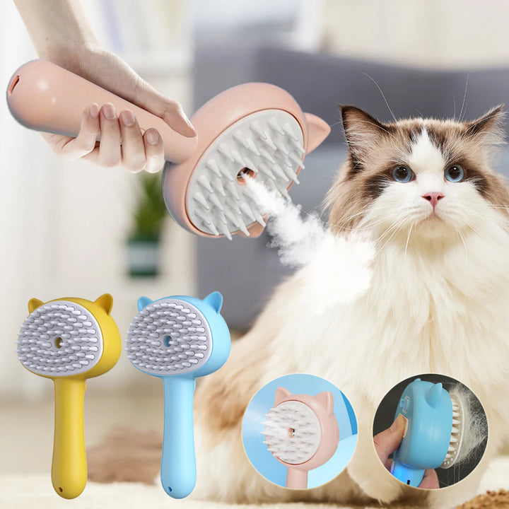 Rechargeable Pet Grooming Brush With Mist Self Cleaning Slicker