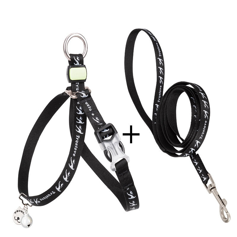 Adjustable Pet Harness Vest With Bell And Chest Strap Leash