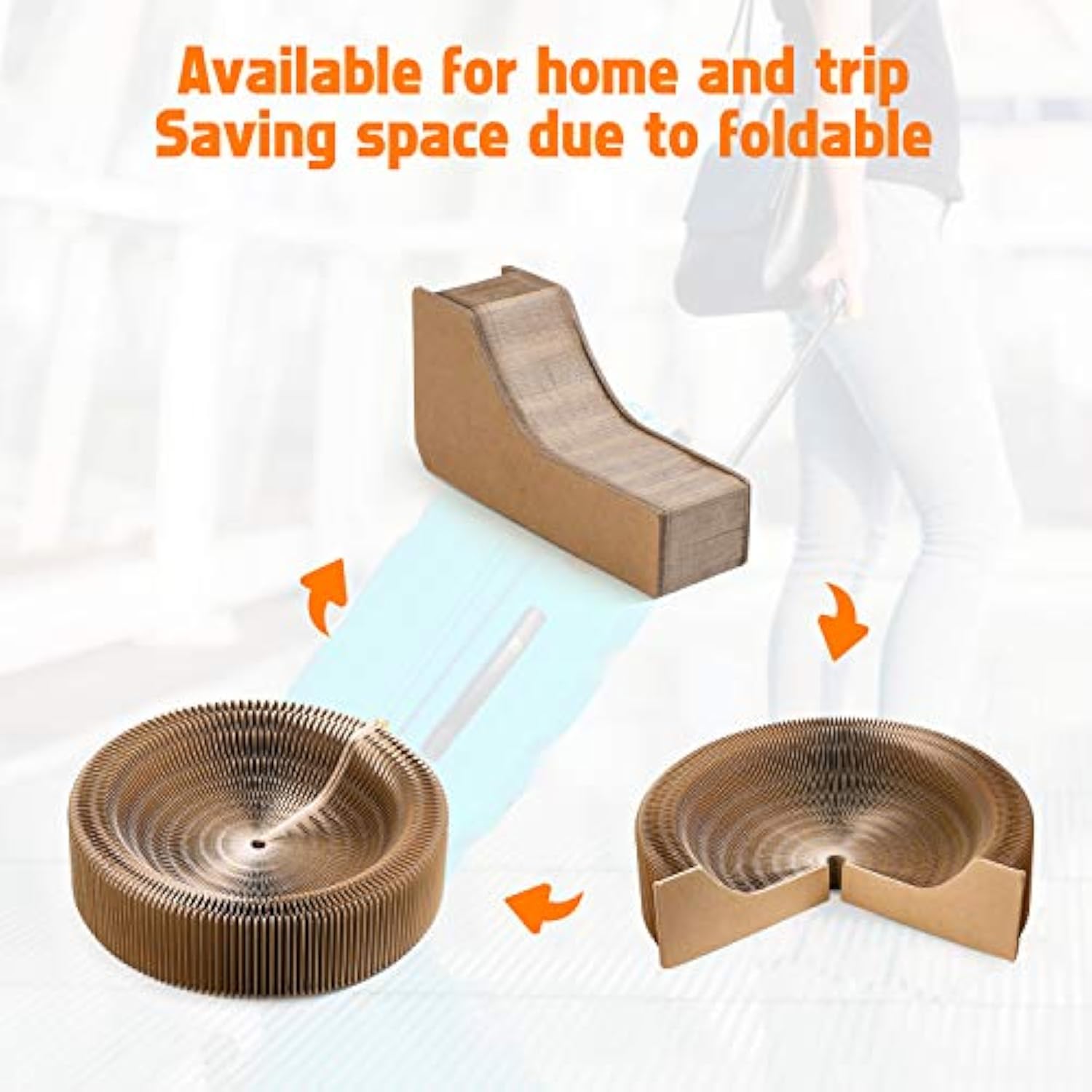 Collapsible Round Cardboard Pet Scratcher And Lounge Bed