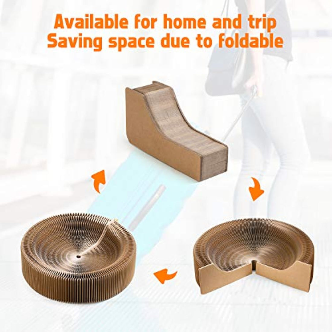 Collapsible Round Cardboard Pet Scratcher And Lounge Bed