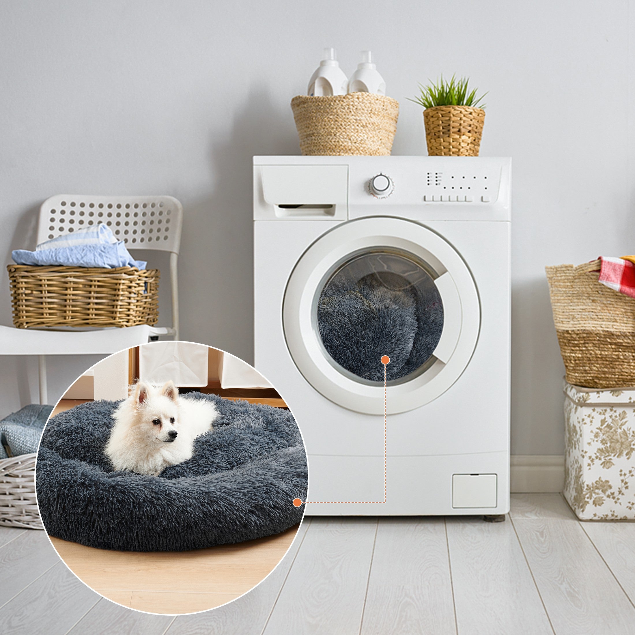 Indoor Round Donut Pet Bed Soft Washable Comfortable Design