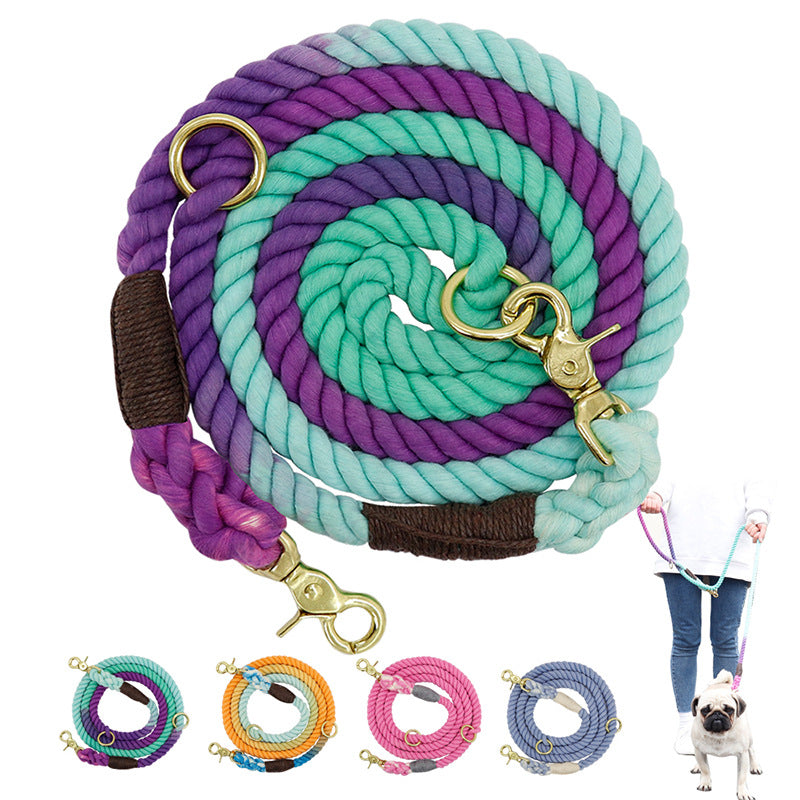 Multi-Color Cotton Long Pet Leash Durable Walking Strap
