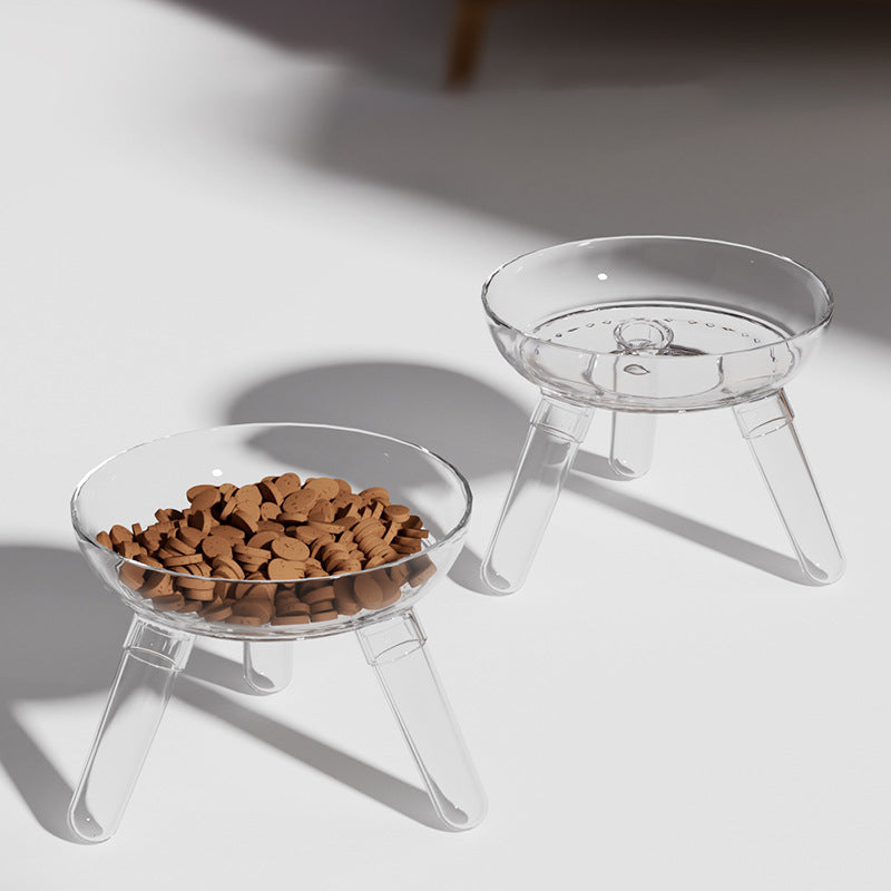 Transparent Glass Pet Feeding Bowl Anti Knock Water Food Dish