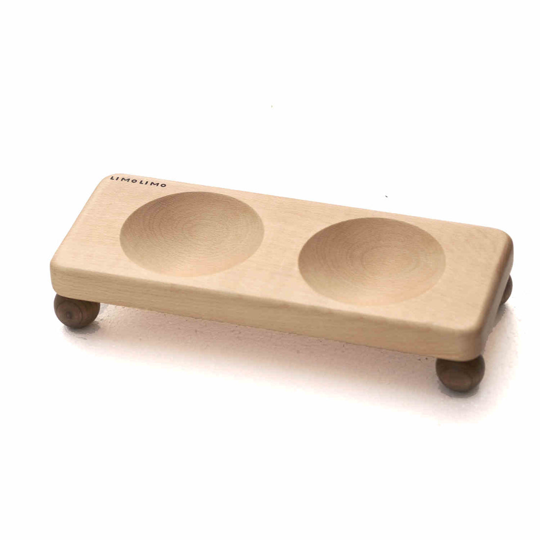 Solid Wood Cat Bowl with Ceramic Pet Feeding Bowl