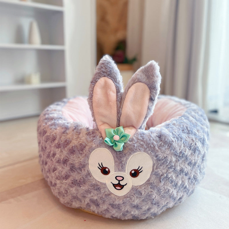 Cartoon Plush Pet Nest Cushion Round Soft Bed For All Seasons
