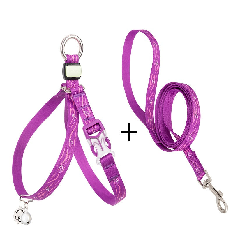 Adjustable Pet Harness Vest With Bell And Chest Strap Leash