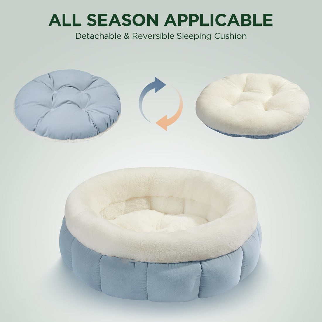 Round Donut Pet Bed Washable Anti Slip Comfortable Design