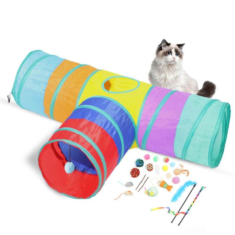 Foldable Cat Tunnel and Climbing Toy Path
