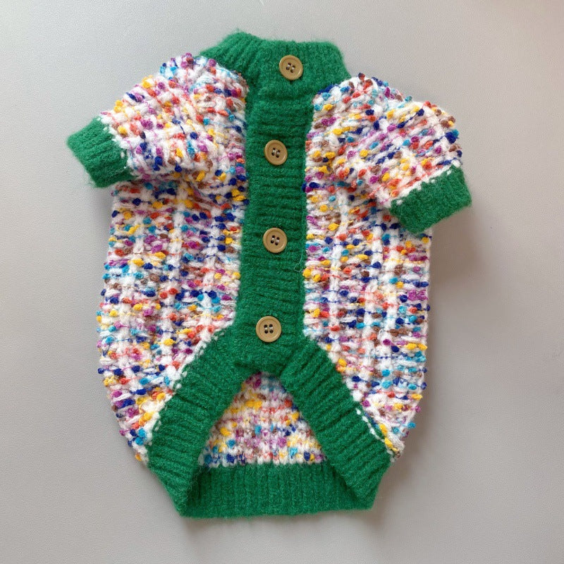 Color-Block Pet Cardigan Sweater Stylish Knit Apparel
