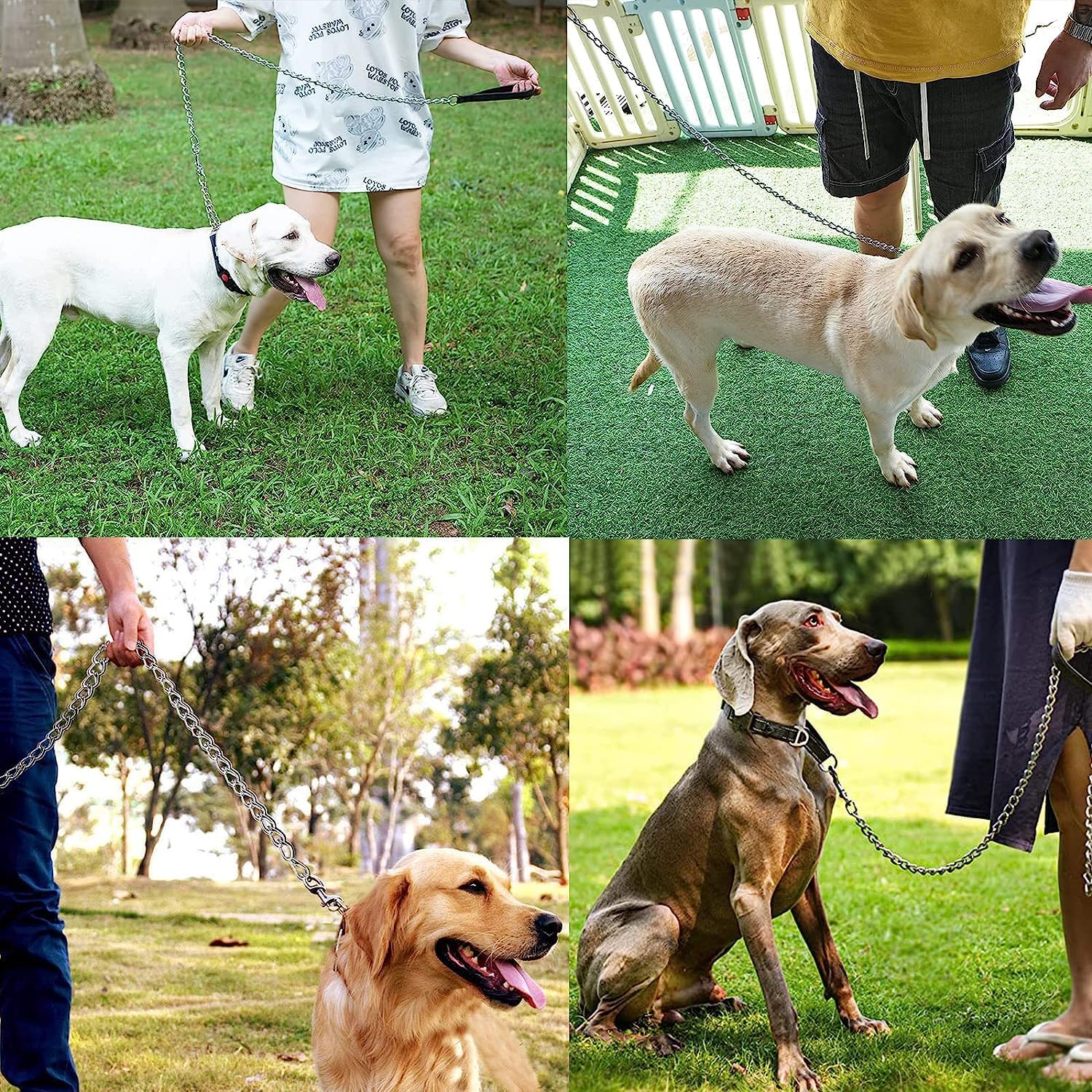 Heavy-Duty Metal Pet Leash Chew-Proof Chain With Padded Handle