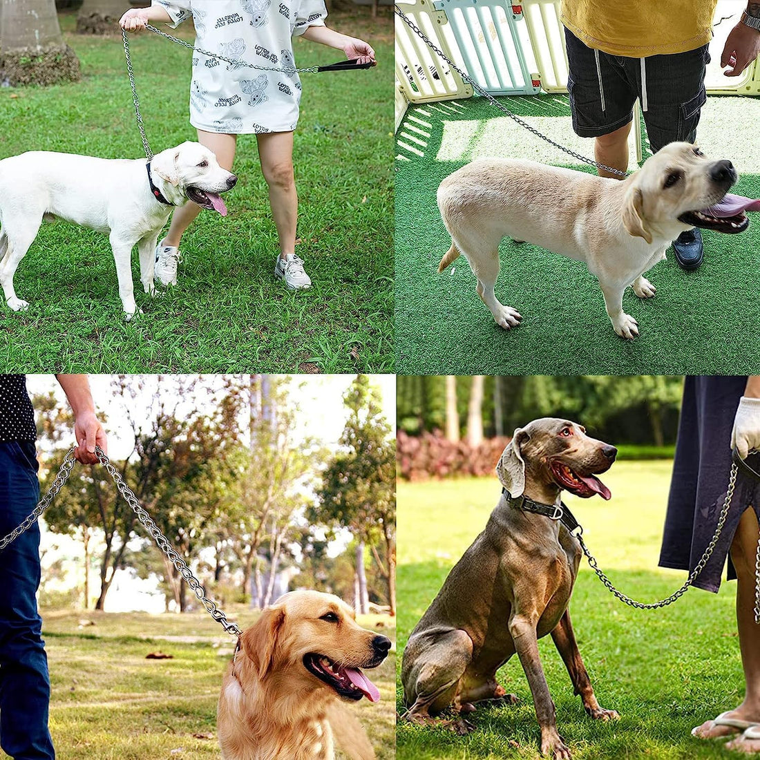 Heavy-Duty Metal Pet Leash Chew-Proof Chain With Padded Handle
