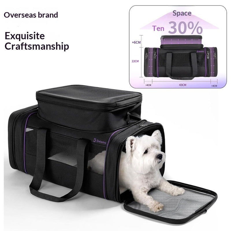 Portable Soft Expandable Pet Carrier Travel Bag With Extra Space