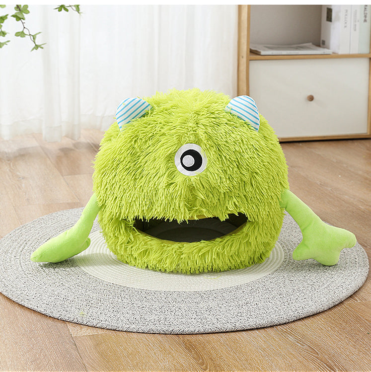Machine Washable Round Indoor Pet Bed Soft Calming Plush Cushion