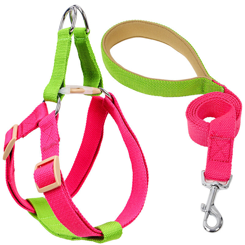 Colorful Drawstring Pet Leash Vest Style Adjustable Harness