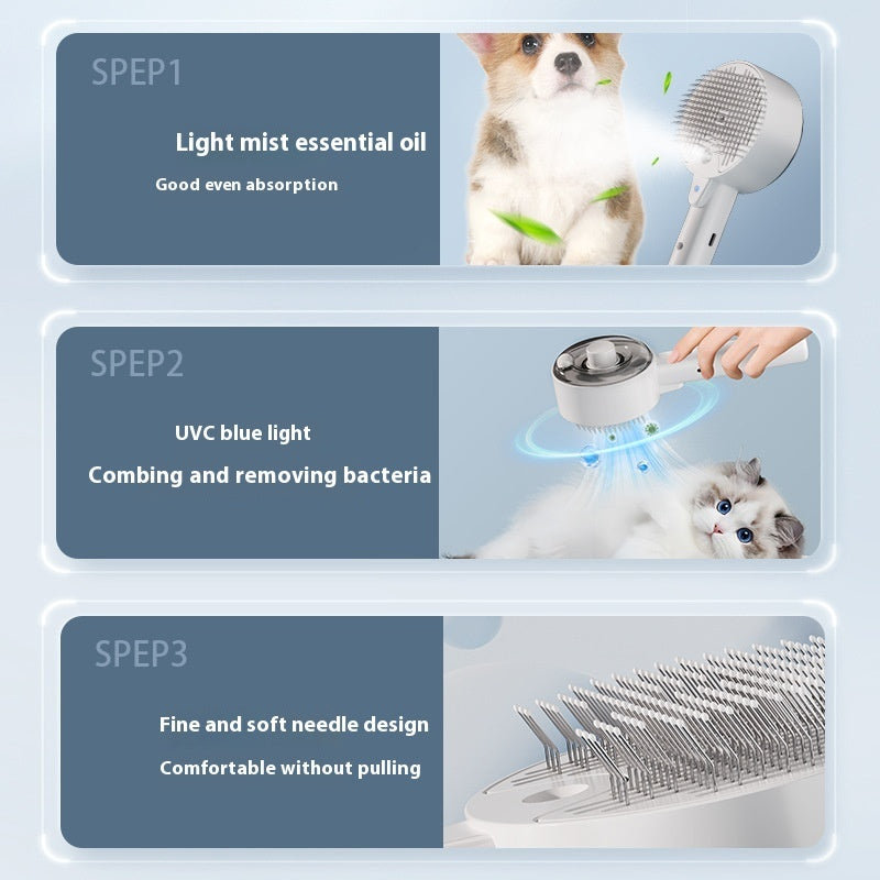 Self Cleaning Pet Grooming Brush Steam Hair Remover Tool