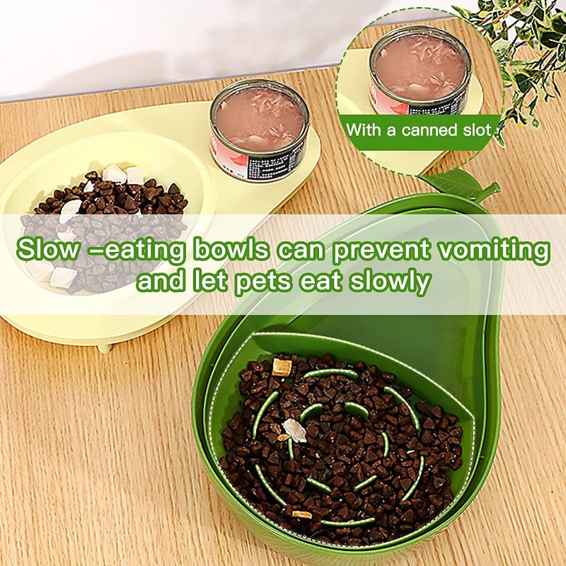 Automatic Pet Water Bottle And Slow Feeding Bowl Avocado Shape