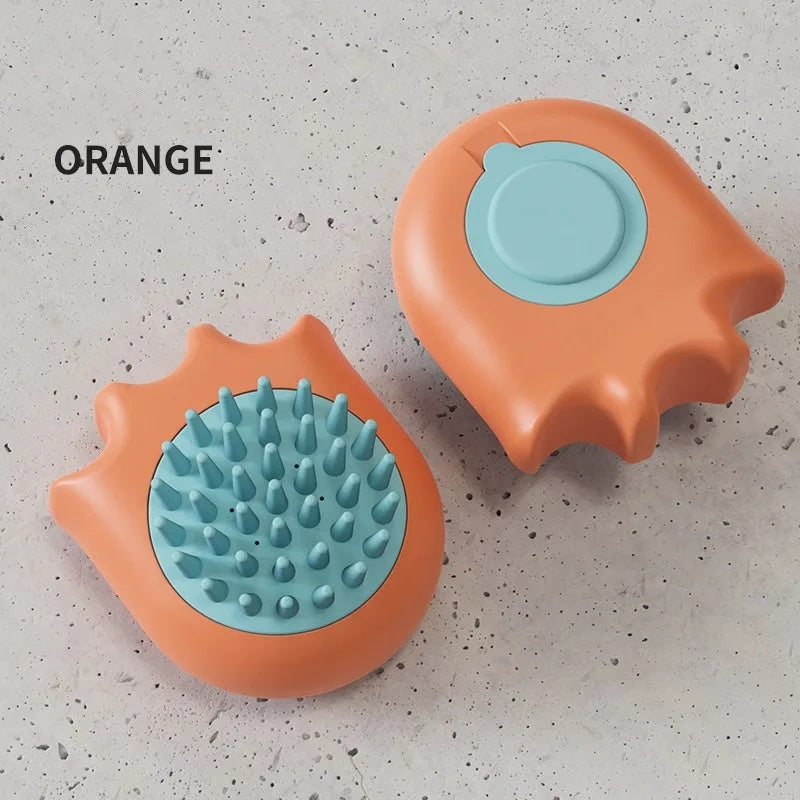 Pet Bath and Massage Brush with Shampoo Dispenser