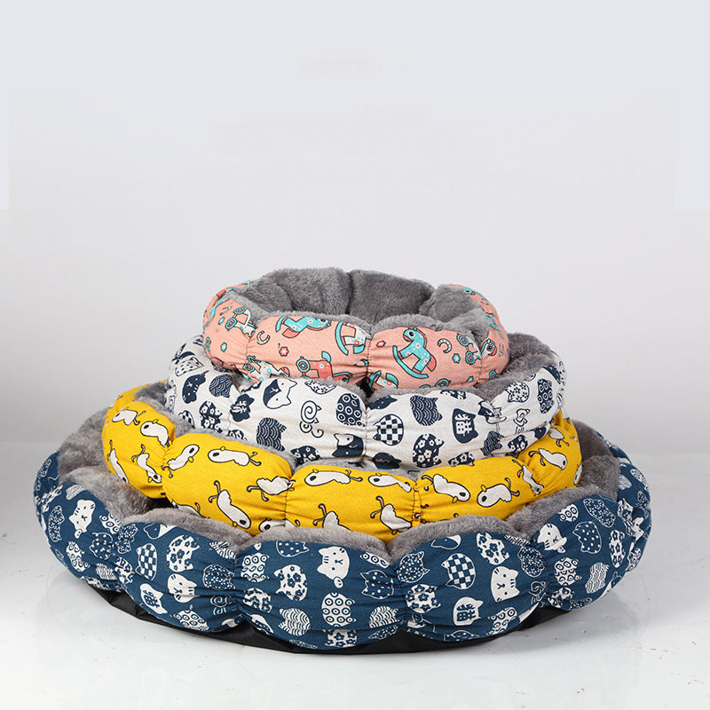 Calming Donut Cat And Small Dog Bed Round Fluffy Indoor Pet Bed