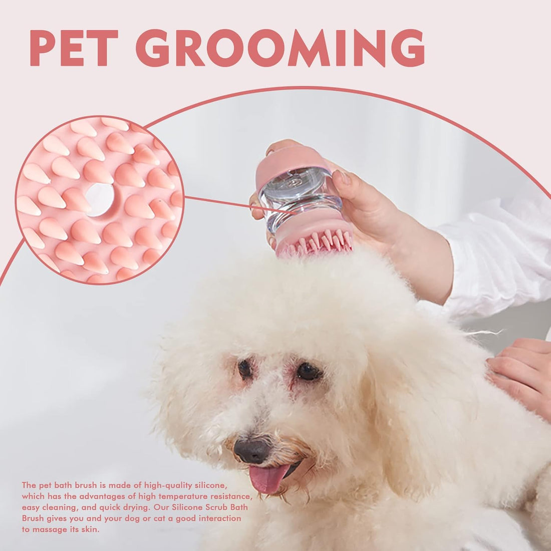 Silicone Pet Grooming and Bath Brush With Shampoo Dispenser